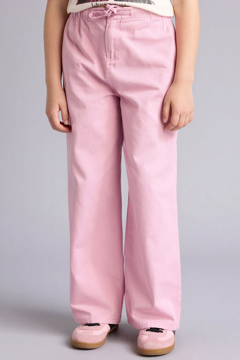 DeFacto Pink Girl Girl Wide Leg Gabardine Trousers Casual - Image 3